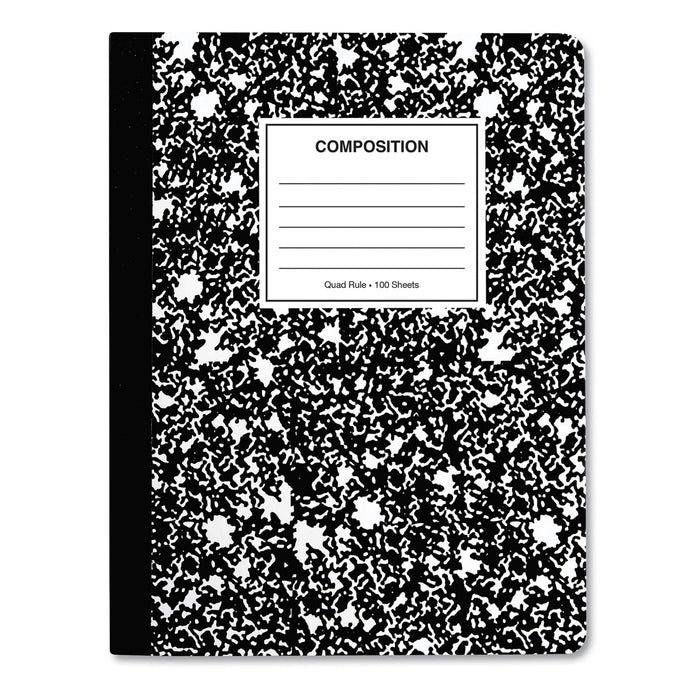 Universal Quad Rule Composition Book, Quadrille Rule, Black Marble Cover, 9.75 x 7.5, 100 Sheets