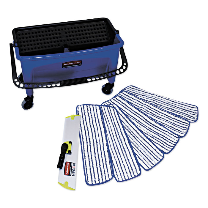 Rubbermaid Microfiber Floor Finishing System, 3 gal, Blue/Black/White