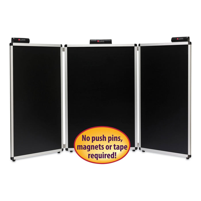 Smead Justick Three-Panel Electro-Surface Table-Top Expo Display, 72" x 36", Black