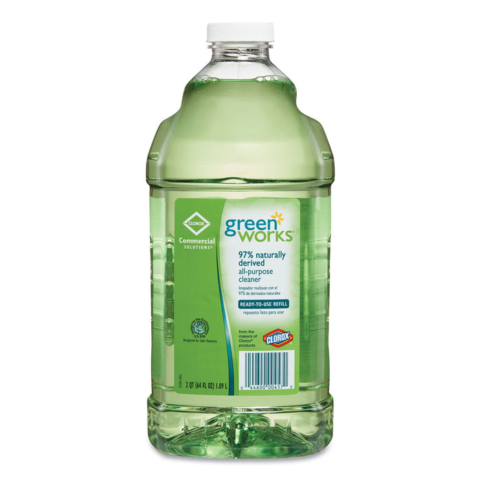 Green Works All-Purpose and Multi-Surface Cleaner, Original, 64 oz Refill, 6/Carton
