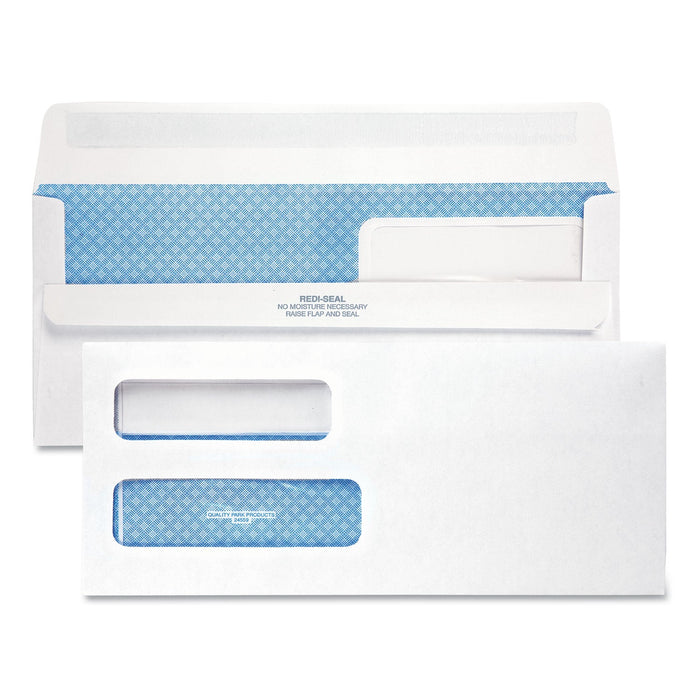 Quality Park Double Window Redi-Seal Security-Tinted Envelope, #10, Commercial Flap, Redi-Seal Adhesive Closure, 4.13 x 9.5, White, 500/BX