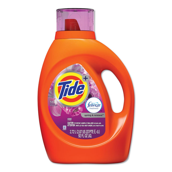Tide Plus Febreze Liquid Laundry Detergent, Spring and Renewal, 92 oz Bottle