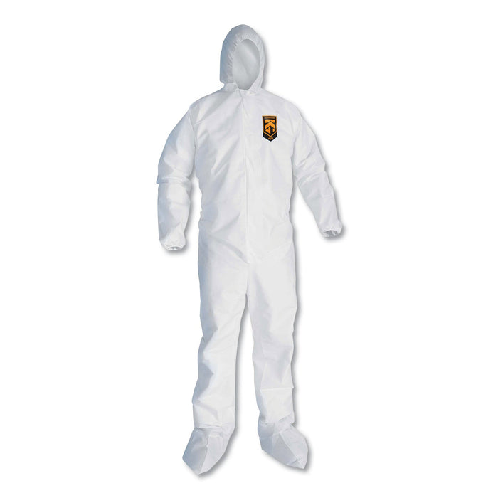 KleenGuard A20 Elastic Back and Ankle Hood and Boot Coveralls, 2X-Large, White, 24/Carton