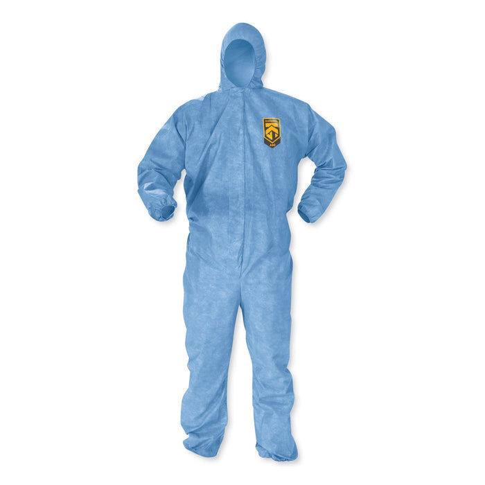 KleenGuard A60 Elastic-Cuff, Ankles and Back Hooded Coveralls, 3X Large, Blue, 20/Carton
