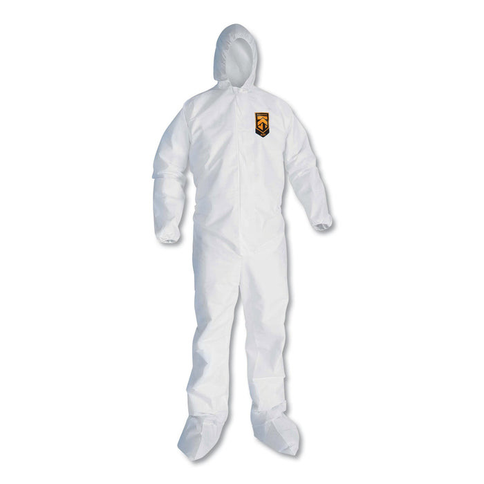 KleenGuard A20 Elastic Back and Ankle Hood and Boot Coveralls, X-Large, White, 24/Carton