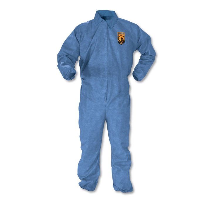 KleenGuard A60 Elastic-Cuff, Ankle and Back Coveralls, Large, Blue, 24/Carton