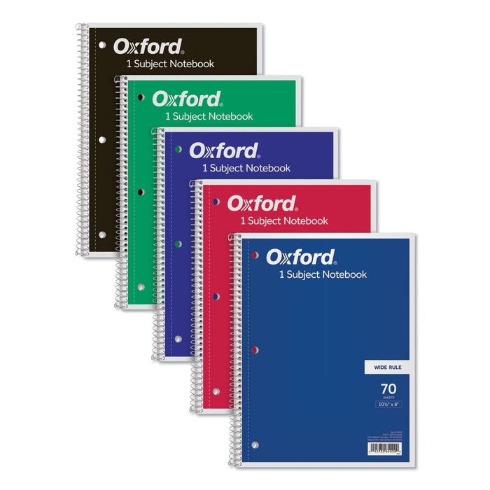 Oxford Coil-Lock Wirebound Notebooks, 3-Hole Punched, 1 Subject, Wide/Legal Rule, Randomly Assorted Covers, 10.5 x 8, 70 Sheets