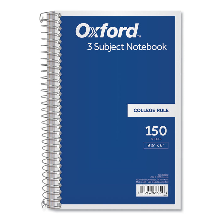 Oxford Coil-Lock Wirebound Notebooks, 3 Subject, Medium/College Rule, Randomly Assorted Covers, 9.5 x 6, 150 Sheets