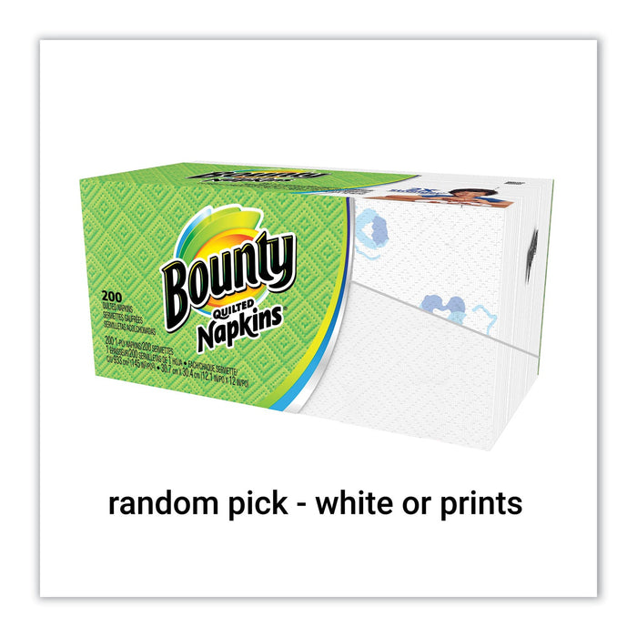 Bounty Quilted Napkins, 1-Ply, 12 1/10 x 12, Assorted - Print or White, 200/Pack