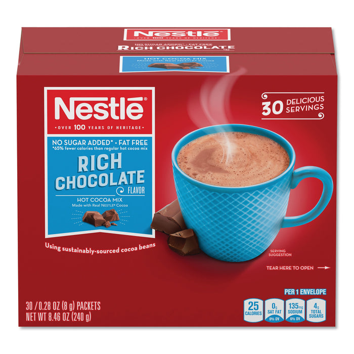 Nestlé No-Sugar-Added Hot Cocoa Mix Envelopes, Rich Chocolate, 0.28 oz Packet, 30/Box