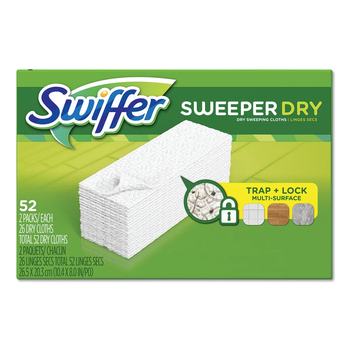 Swiffer Dry Refill Cloths, White, 10.4" x 8", 52/Box, 3 Boxes/Carton