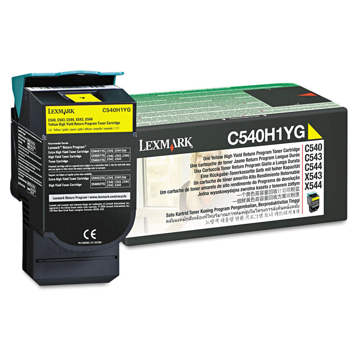 Lexmark C540H1YG Return Program High-Yield Toner, 2,000 Page-Yield, Yellow