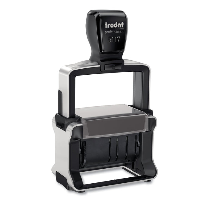 Trodat Professional 12-Message Date Stamp, Self-Inking, 2.25 x 0.38, Black