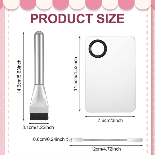 Mabor 3Pcs Make up Spatula Set, Makeup Mixing Palette Tray & Foundation Spatula & Brush, Make up Accessories Set for Women Girl Korean Makeup Facial Cosmetic Nail Art Tool