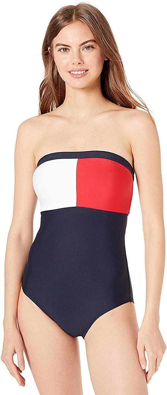 Tommy Hilfiger Logo Bandeau One-Piece Swimsuit, Size XS by Vanessa Jane