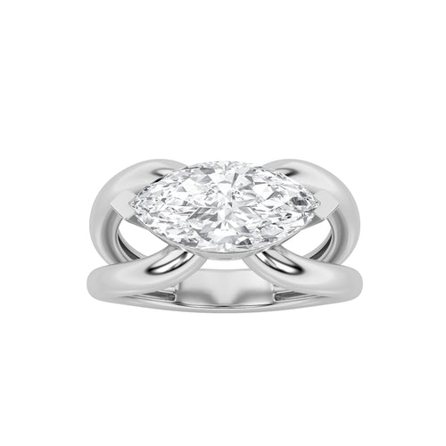 2Cttw Marquise Shaped Lab Grown Diamond (F/VS) East West Solitaire Engagement Ring 14K Gold by Fine Color Jewels