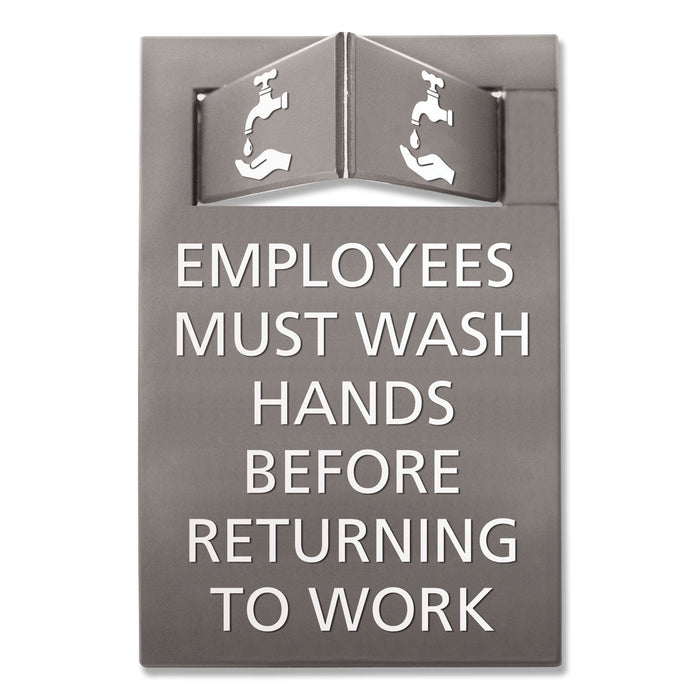 Advantus Pop-Out ADA Sign, Wash Hands, Tactile Symbol, Plastic, 6 x 9, Gray/White