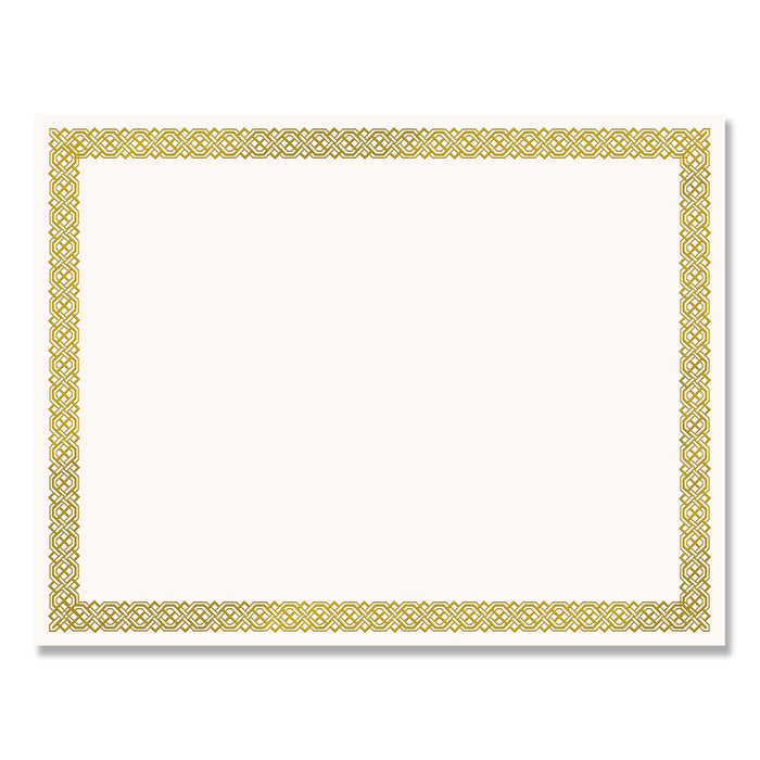Great Papers! Foil Border Certificates, 8.5 x 11, Ivory/Gold with Braided Gold Border, 12/Pack