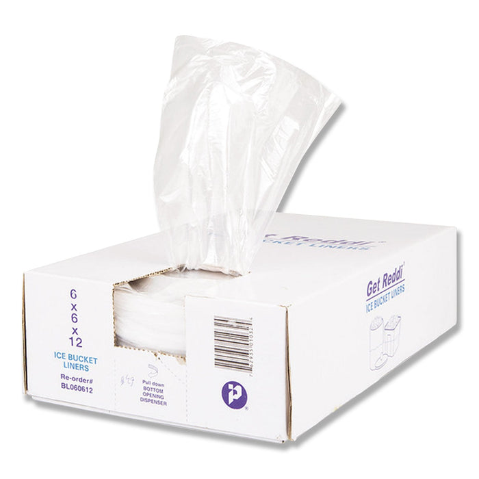 Inteplast Group Ice Bucket Liner Bags, 3 qt, 0.5 mil, 6" x 12", Clear, 1,000/Carton