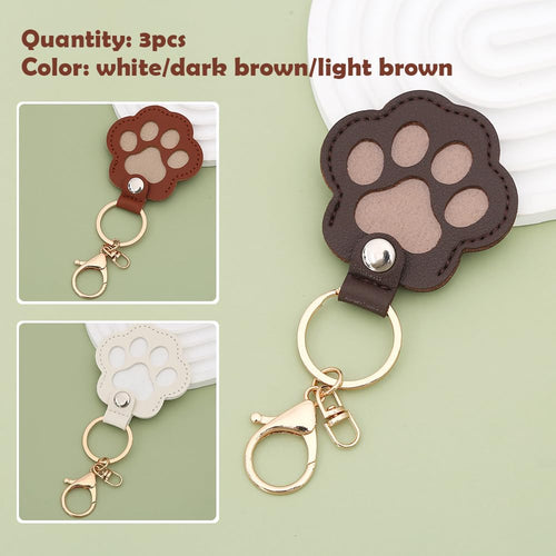 Liyujuping 3pcs Pet Hair Storage Keychain, Leather Paw Keychain for Pet Hair, Paw Keys Hair Holder, Memorial Gifts for Family & Pet Lovers