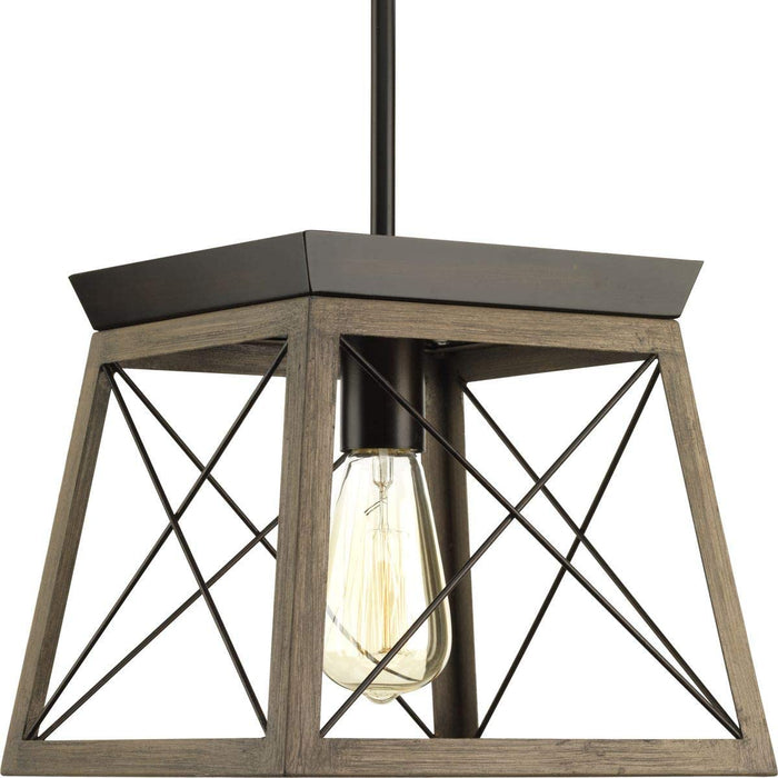 Briarwood Collection Rich Oak One-Light Farmhouse Mini-Pendant by Vanessa Jane
