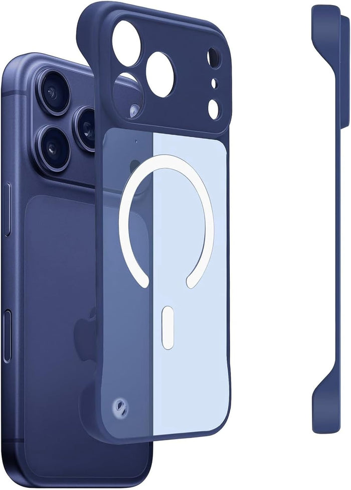 Magnetic Slim Case for iPhone 17 Pro Max Deep Blue Frameless Clear Matte MagSafe Compatible by Merch Section