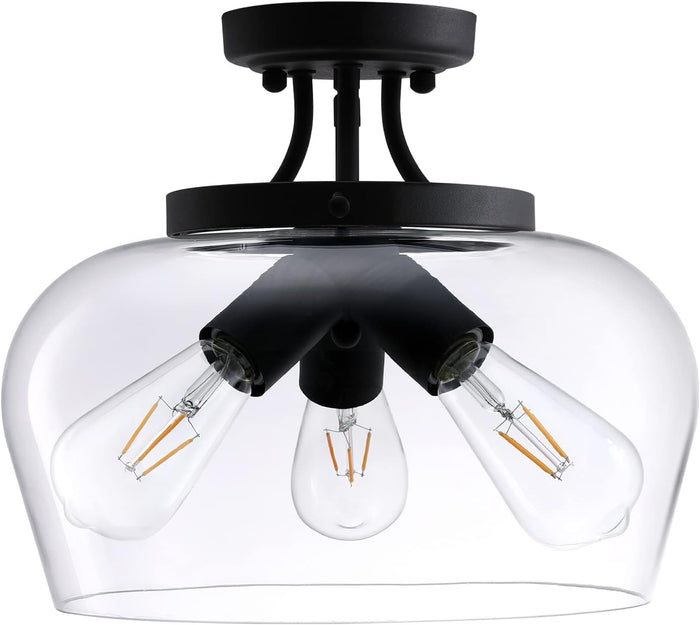 VONLUCE Semi Flush Mount Ceiling Light, 3-Bulb Black Ceiling Light Fixture by Vanessa Jane