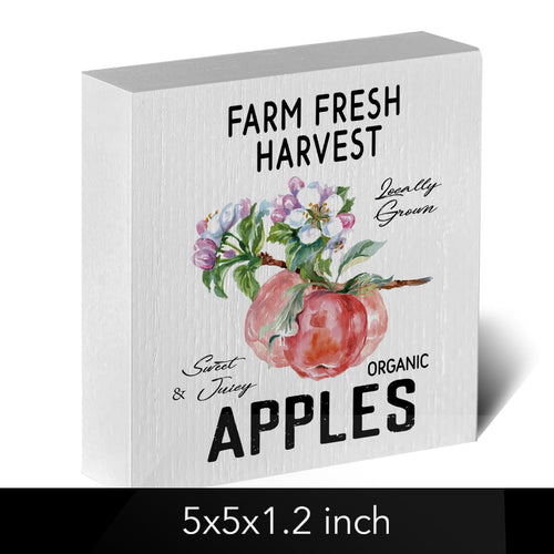 ENGVZ Apple Decor Wooden Box Sign Rustic Farmhouse Kitchen Bathroom 1x4x6in by Deal US
