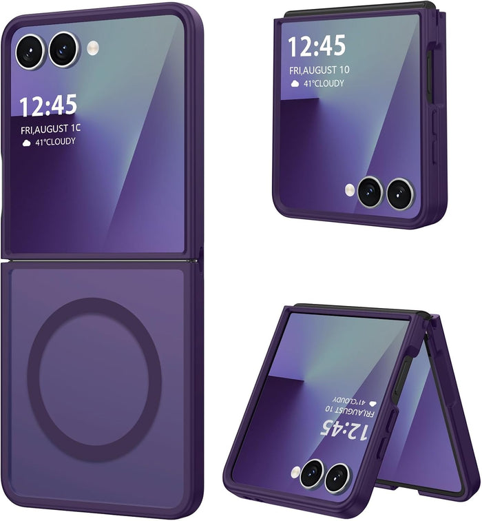 Magnetic Dual-Layer Shockproof Case for Samsung Galaxy Z Flip 7 Purple by Merch Section