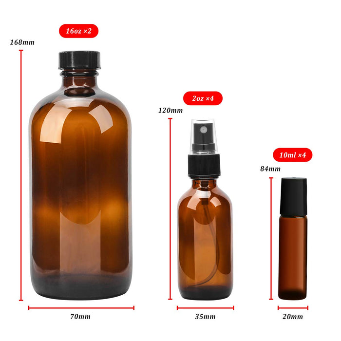 Glass Spray Bottle, KAMOTA Amber Glass Spray Bottles Set Refillable Container by Vanessa Jane