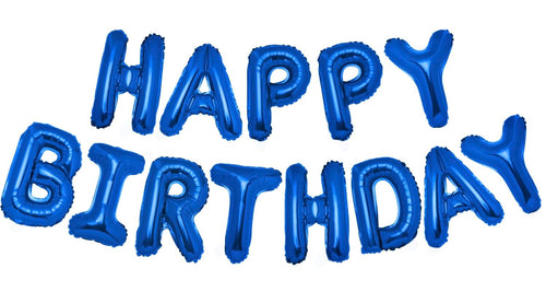 PIGETALE 16in Royal Blue Happy Birthday Balloon Banner 13pcs Aluminum by Deal US