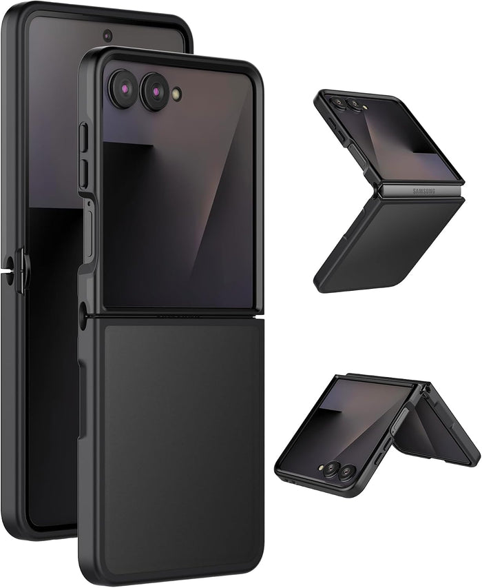 Matte Translucent Hard Back Case for Samsung Galaxy Z Flip 7 2025 with Soft TPU Bumper Black Frost by Merch Section