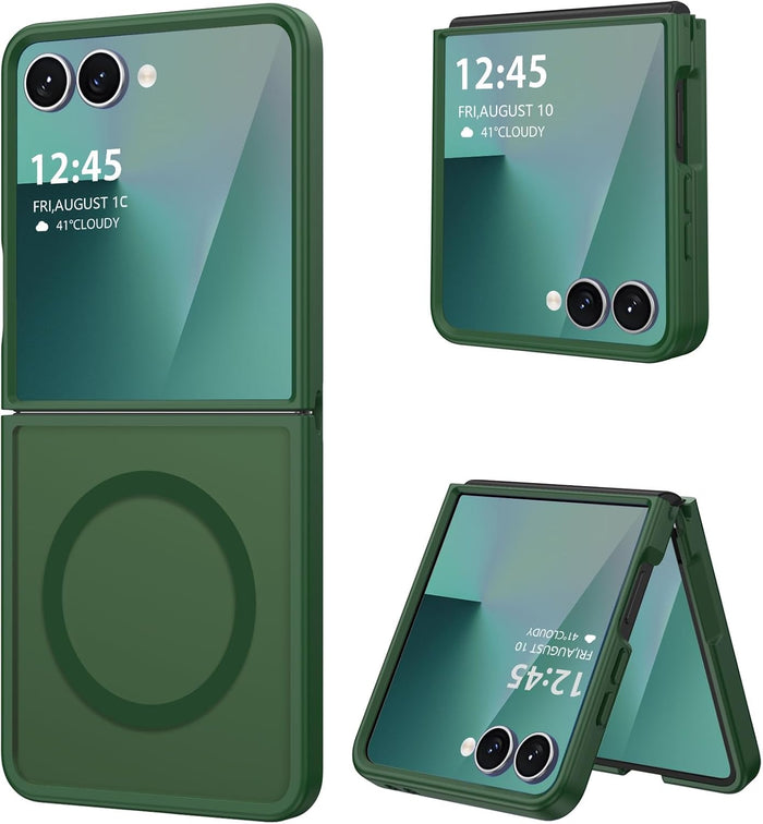 Magnetic Dual-Layer Shockproof Case for Samsung Galaxy Z Flip 7 Green by Merch Section