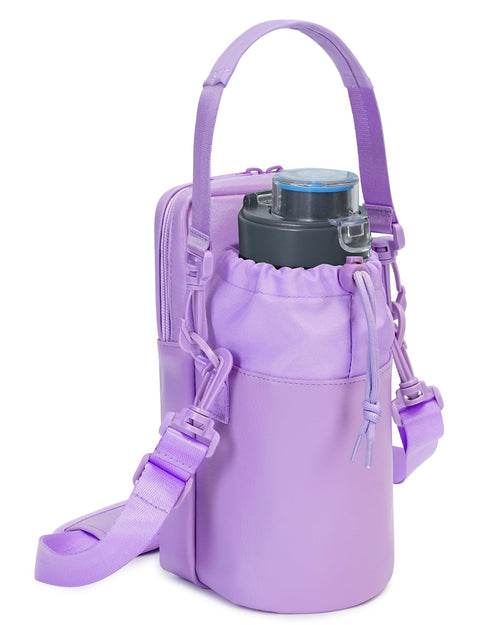 Wandering Nature Insulated Water Bottle Holder Strap 32oz Purple Leather by Deal US