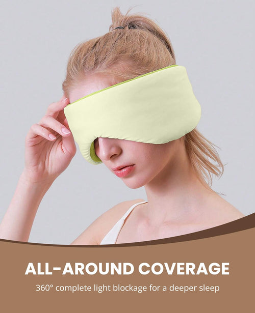 Gizmolet Sleep Mask for Women Men, Reversible Eye Mask Sleeping with Cozy & Cooling Sides, Adjustable Velcro Band, Blackout Face-Hugging Padded Eye Cover for Sleeping Travel Office, Cyan/Yellow