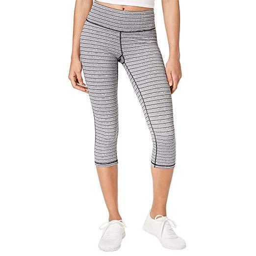 Ideology Striped Cropped Leggings Black, Size XS by Vanessa Jane