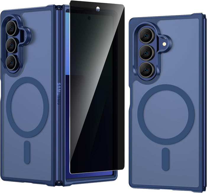 Magnetic Case for Samsung Galaxy Z Fold 7 with Built-in Screen Protector Blue by Merch Section