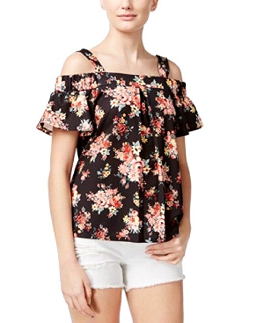 Ultra Flirt Juniors Cold-Shoulder Flutter Sleeve Top, Size XS by Vanessa Jane