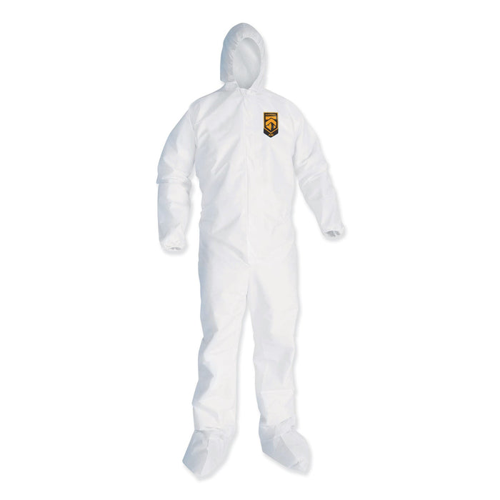 KleenGuard A35 Liquid and Particle Protection Coveralls, Zipper Front, Hooded, Elastic Wrists and Ankles, 2X-Large, White, 25/Carton