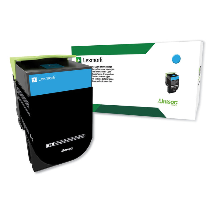 Lexmark 80C0HCG Return Program High-Yield Toner, 3,000 Page-Yield, Cyan, TAA Compliant