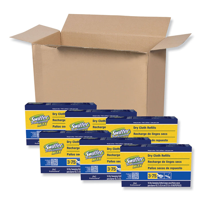 Swiffer Max/XL Dry Refill Cloths, 17.88 x 10, White, 16/Box, 6 Boxes/Carton