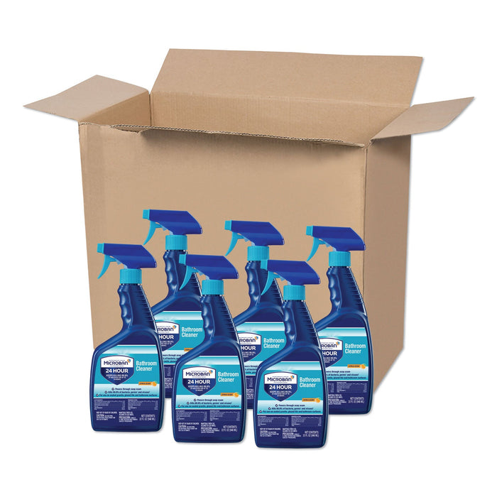 Microban 24-Hour Disinfectant Bathroom Cleaner, Citrus, 32 oz Spray Bottle, 6/Carton