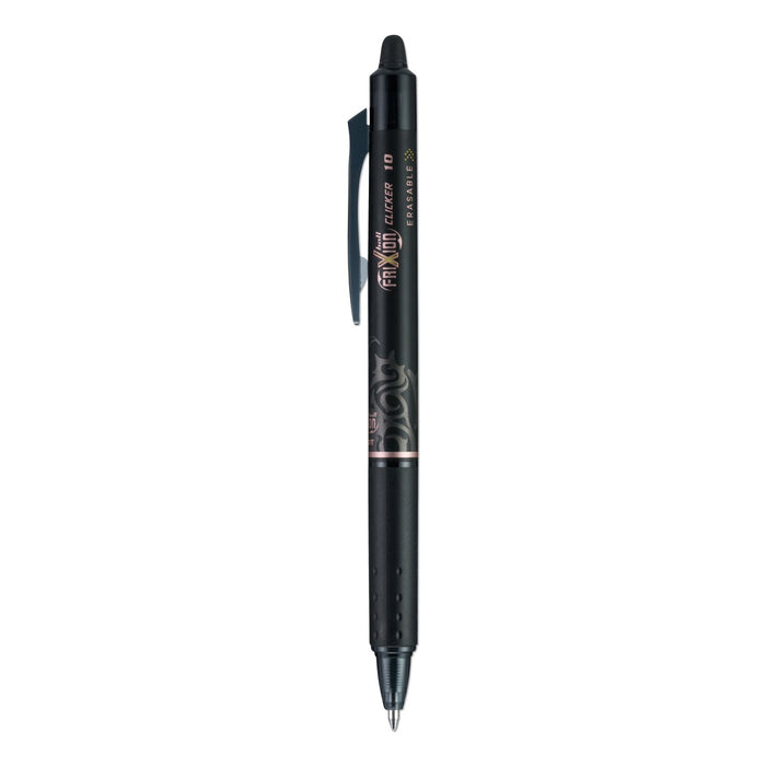 Pilot FriXion Clicker Erasable Gel Pen, Retractable, Bold 1 mm, Black Ink, Black Barrel, Dozen