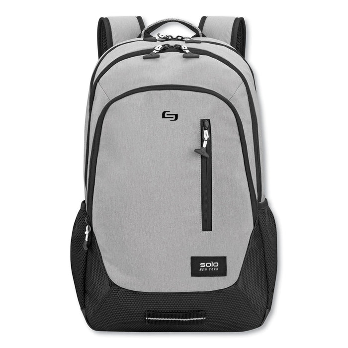 Solo Region Backpack, Fits Devices Up to 15.6", Nylon/Polyester, 13 x 5 x 19, Light Gray