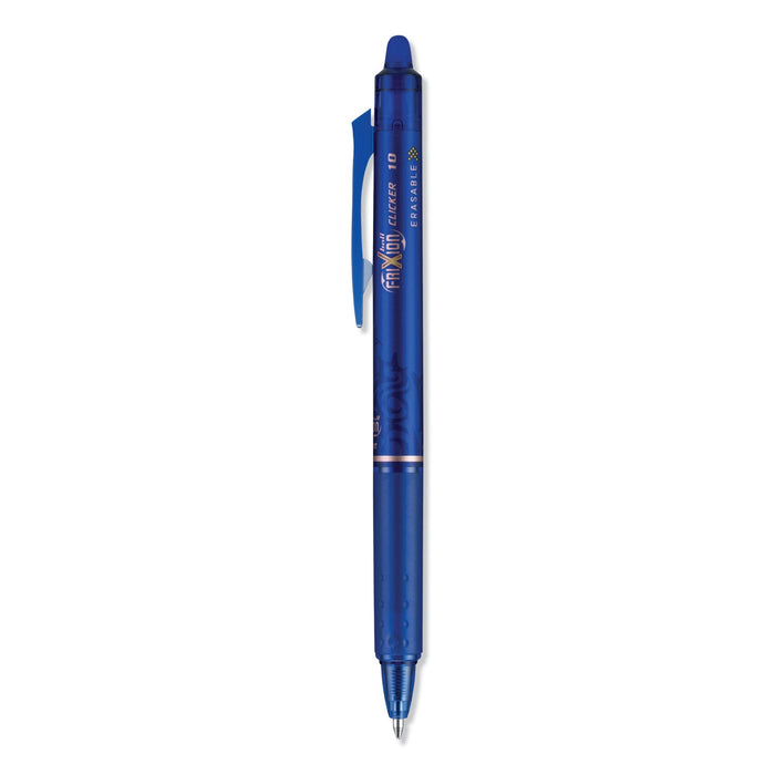 Pilot FriXion Clicker Erasable Gel Pen, Retractable, Bold 1 mm, Blue Ink, Blue Barrel, Dozen
