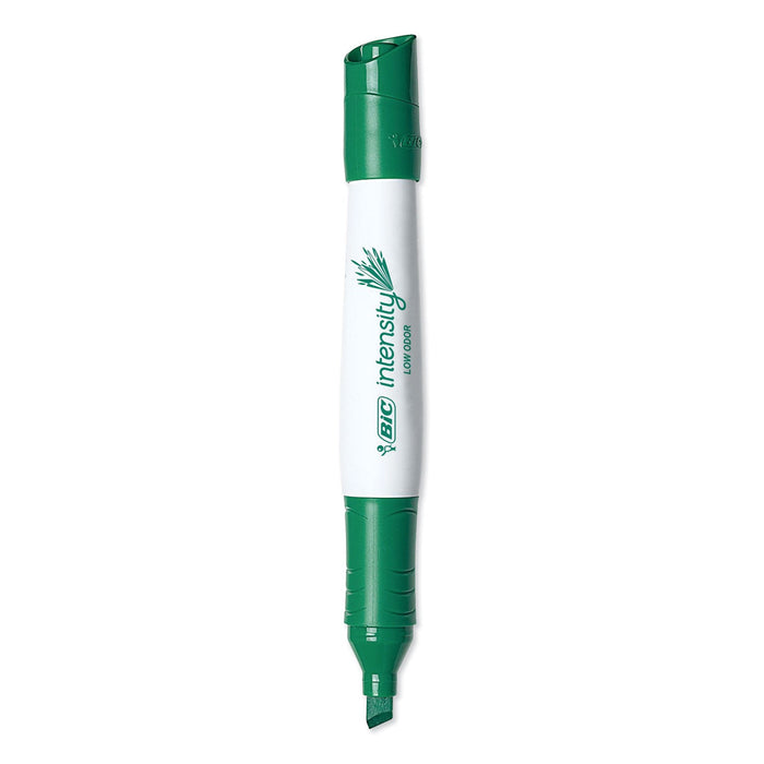 BIC Intensity Low Odor Chisel Tip Dry Erase Marker, Broad Chisel Tip, Green, Dozen