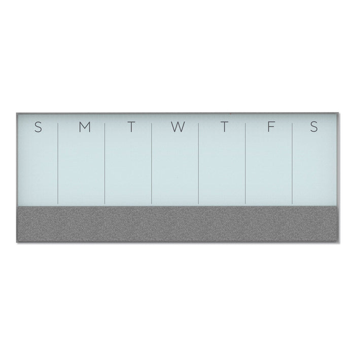 U Brands 3N1 Magnetic Glass Dry Erase Combo Board, 35 x 14.25, Week View, White Surface and Frame