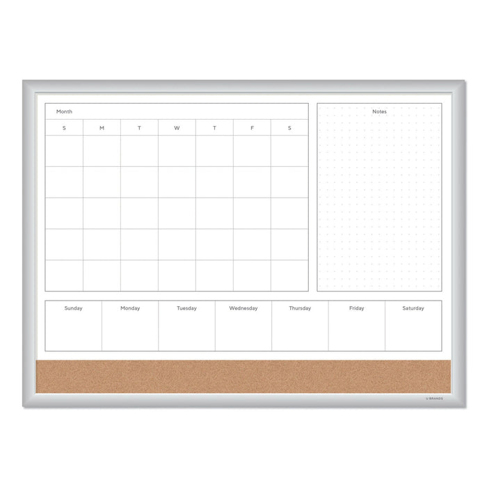 U Brands 4N1 Magnetic Dry Erase Combo Board, 24 x 18, White/Natural