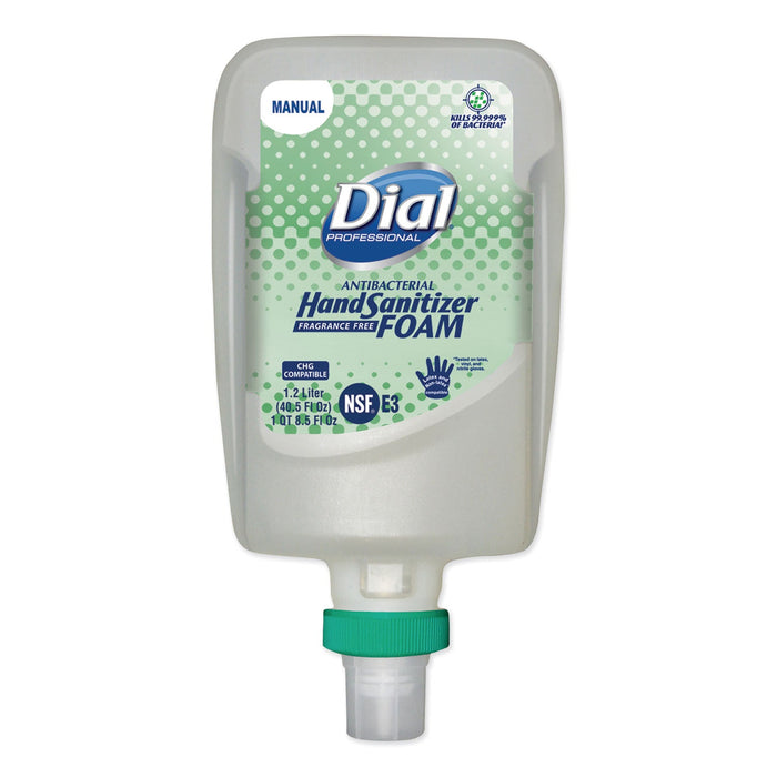 Dial Antibacterial Foaming Hand Sanitizer Refill for FIT Manual Dispenser, 1.2 L Bottle, Fragrance-Free, 3/Carton