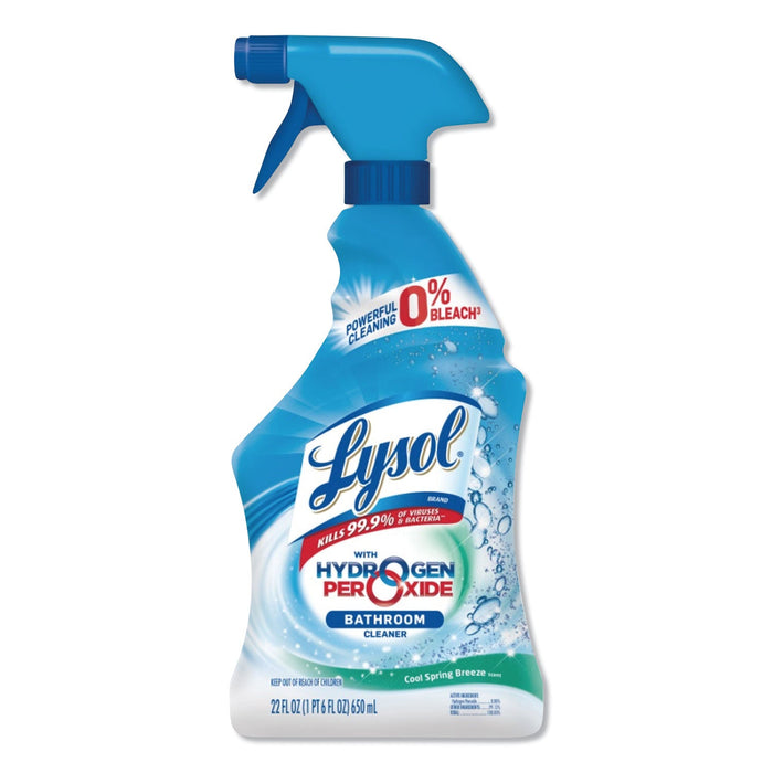 LYSOL Bathroom Cleaner with Hydrogen Peroxide, Cool Spring Breeze, 22 oz Trigger Spray Bottle